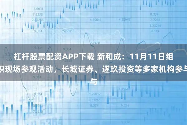 杠杆股票配资APP下载 新和成：11月11日组织现场参观活动，长城证券、遂玖投资等多家机构参与