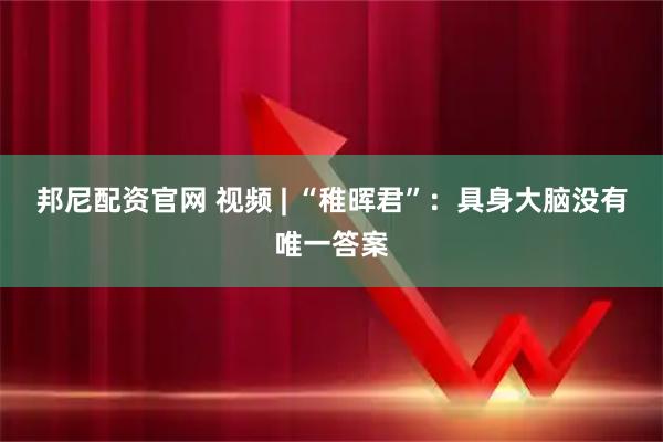邦尼配资官网 视频 | “稚晖君”：具身大脑没有唯一答案